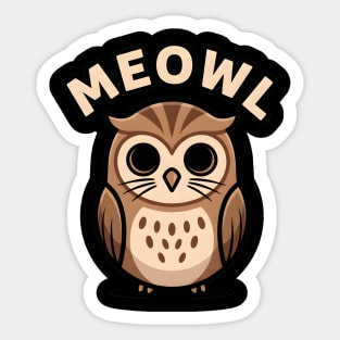 Meowl – Adorable Owl Cartoon With Big Eyes Sticker